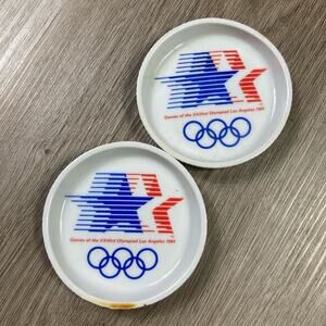 Vintage 1984 Los Angeles Olympics Plates Set‎ Olympic Rings USA LA84 Collectible
